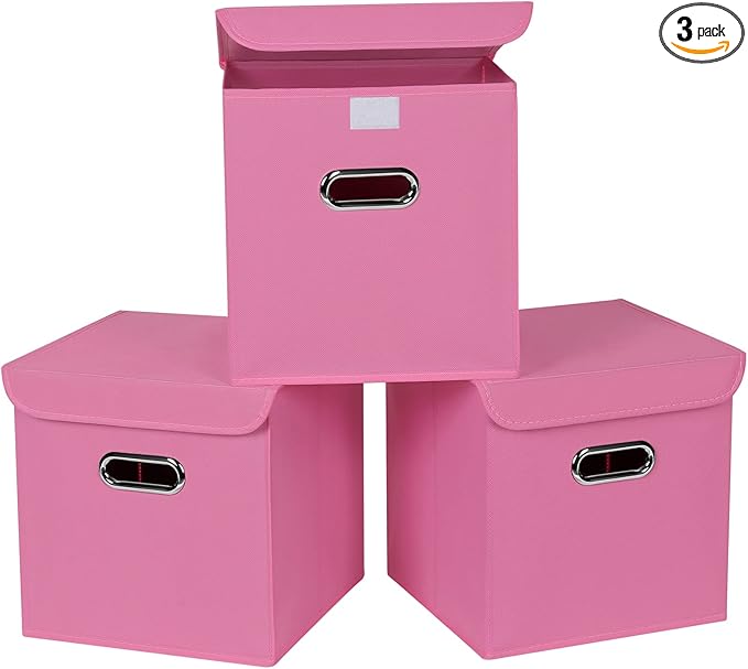 Closet Organizers Fabric Storage Bins With Lids Collapsible Cube Storages Organizer Basket With Handles,Storage Boxes for Clo