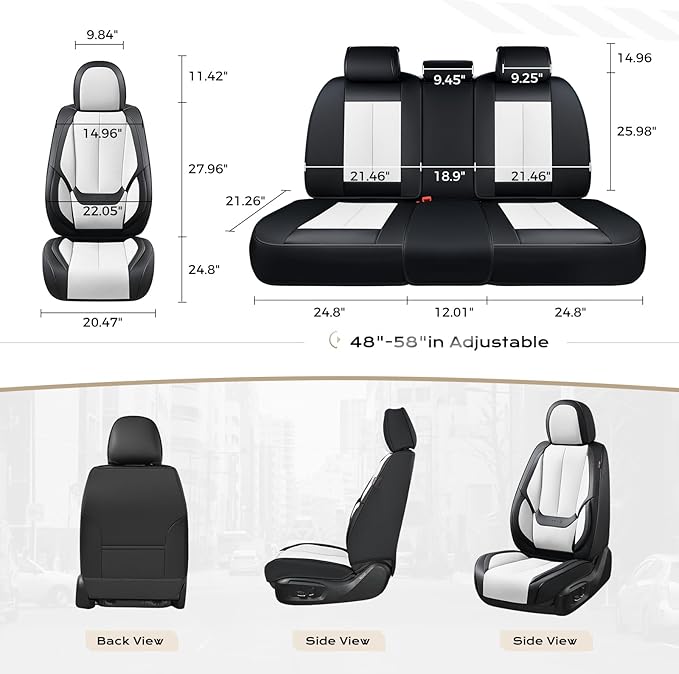 Coverado Seat Covers, Car Seat Covers Full Set, Leather Seat Covers for Cars, Car Seat Protector, Black Car Seat Covers Front