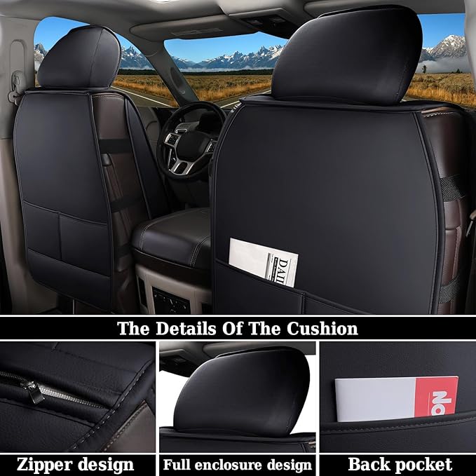 Coverado Ram Seat Covers Full Set, Waterproof Ram 1500 Seat Cover Compatible with 2002-2025 Dodge RAM 1500 2500 3500 Crew Qua
