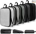 5 Pack Compression Packing Cubes for Travel Space Saving Cubes Luggage Organizer for Suitcase(Mixed Gray,M)