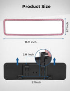 JOYTUTUS Rear View Mirror, Universal 11.81 Inch Panoramic Rearview Accessories with Bling Rhinestones Crystal Diamonds Edge, Interior Clip-on Wide Angle Rear View Mirror -Pink