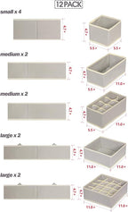 TENABORT 12 Pack Foldable Drawer Organizer Dividers Cloth Storage Box Closet Dresser Organizer Cube Fabric Containers Basket 