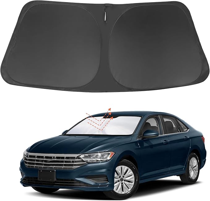 Front Windshield Sun Shade Foldable Car Front Window Sun Shade Windshield Shade Fit for 2019-2024 2025 Volkswagen VW Jetta Block UV Rays Accessories Heat Keep Cooler