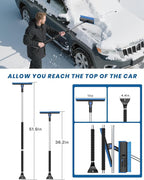 helloleiboo 2025 Extra Long 55.7" Ice Scrapers for Car Windshield Multi-Functional Detachable Car Ice Scraper with Foam Grip and 270° Pivoting Brush Head Snow Brush for SUV Truck Auto (Blue)