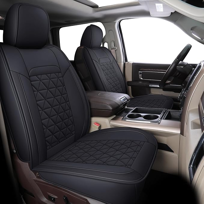 Coverado Ram Seat Covers Full Set, Waterproof Ram 1500 Seat Cover Compatible with 2002-2025 Dodge RAM 1500 2500 3500 Crew Qua