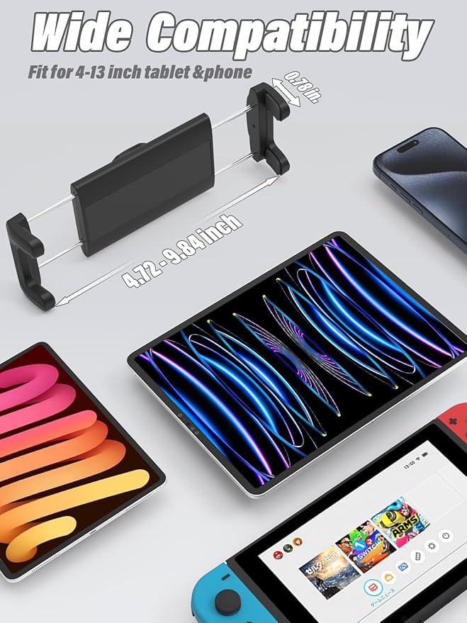 Car CD Tablet Mount Universal Vehicle CD Slot Holder for iPad 4-12.9'' Pro/Air/Mini, iPhone 15/14/ 13/12/ Kindle Fire HD, Galaxy and More 4-12.9'' Tablet Phone