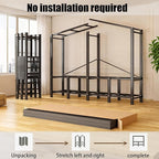 Freestanding Heavy Duty Wardrobe Closet with Magnetic Door, Portable Metal Closets, Foldable Wardrobecloset Organizers and St