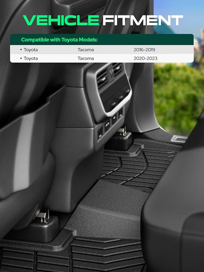 YHTAUTO Automotive Floor Mats Compatible with Toyota Tacoma 2016-2023, TPE All Weather Car Mats Waterproof Anti-Slip Odorless Floor Liner, Interior Car Accessories, 1st Row, Set of 2