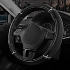 Road Comforts Leather Steering Wheel Cover - Made with PVC Leather - Anti-Slip, Universal Fit 14 1/2 inches to 15 inches - Bl