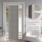 Jilron Accordion Door Curtain Set - 100% Blackout, with Curtain Rod Included, for Bedroom Privacy Protection (Grey-43 W x 78"