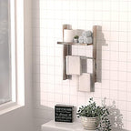 J JACKCUBE DESIGN Rustic Wood Wall Mount Towel Rack with Shelf, Blanket Ladder for Bathroom, Kitchen Hand Towels Holder, Stai