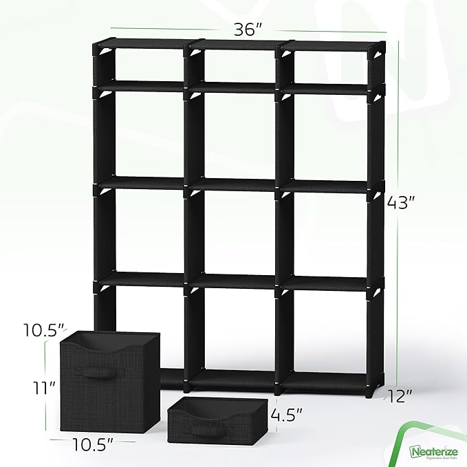 Cube Storage Organizer with Storage Bins Included - The Perfect Closet Organizers and Storage Solution. Includes 12 Storage C