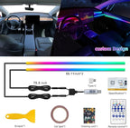 Dreamcolor Acrylic Interior Car LED Strip Light with USB/Type C, RGB 2 in 1 with 110.2 inches LED Strip, Dynamic Chasing Music Sync Neon Ambient Lighting Kits