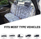 AUTOFAN Zebra Car Seat Covers for Full Set with 2 Seat Belt Pads & Universal 15 Inch Steering Wheel Cover Fit for Cars, Truck