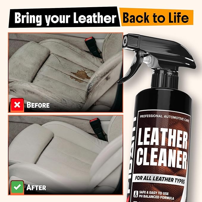 Car Leather Cleaner and Conditioner - pH Neutral, Non-Toxic & Non-Greasy - Gently Cleans, Restores and Protects Leather Seats