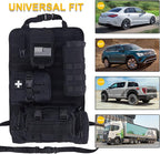 Universal Tactical Car Seat Back Organizer Bag Tactical Molle Vehicle Organizers Panel Vehicle Protector Organizers with 4 Detachable Pouches for Car Truck Ford Jeep Vehicle (Black)
