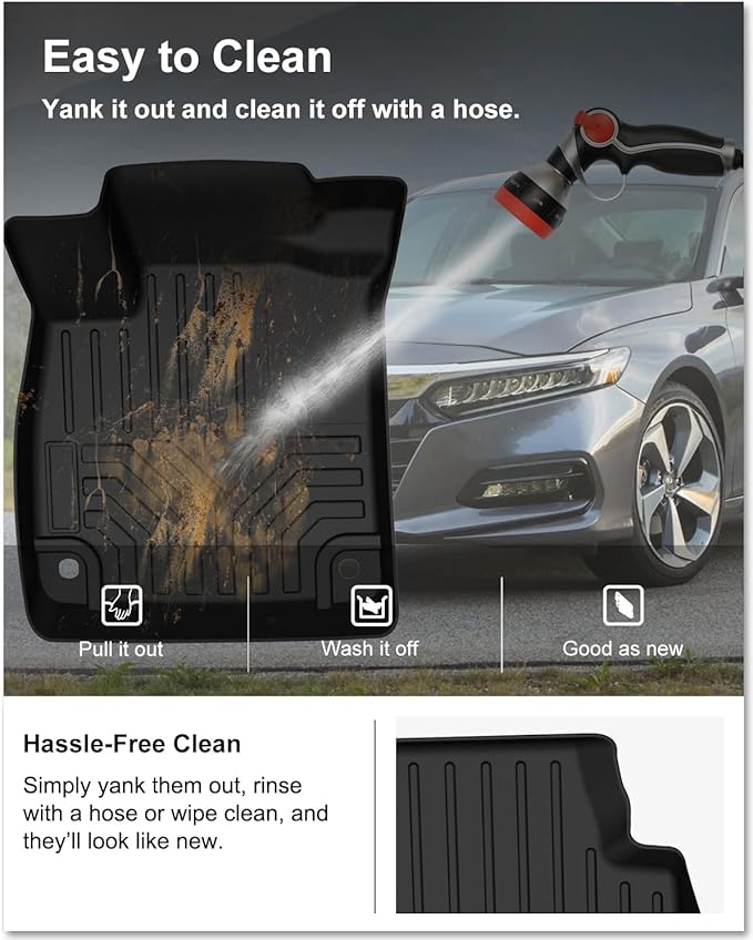 KIWI MASTER Floor Mats for 2018-2022 Honda Accord, Custom Fit All Weather Car Mats, Heavy Duty TPE Floor Liners, Front & Rear 2 Row, Black