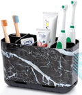 Boperzi Black Toothbrush Holder for Bathroom Toothpaste Organizer Countertop, Detachable Anti-Slip Marble Toothpaste Storage 