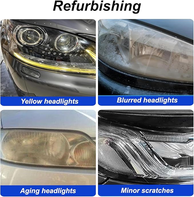 Headlight Restoration Kit, Headlight Cleaner, Head Light Restoring Kit,Automotive Headlamp Restoration Fluid (1 Set)
