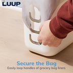 STORi Luup Trash Can (White) - Reuse Grocery Bags - Plastic Garbage Container for Bathroom, Vanity, Laundry Room, Kitchen, Office, Garage - 2.5 Gallon Wastebasket with Hooks to Secure Trash Bags