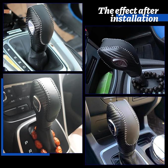 Car Gear Shift Cover Leather for Ford EcoSport Escape/Fiesta/Fusion/Focus/C-Max Energi Wagon/Transit Gear Shift Knob Cover Pr