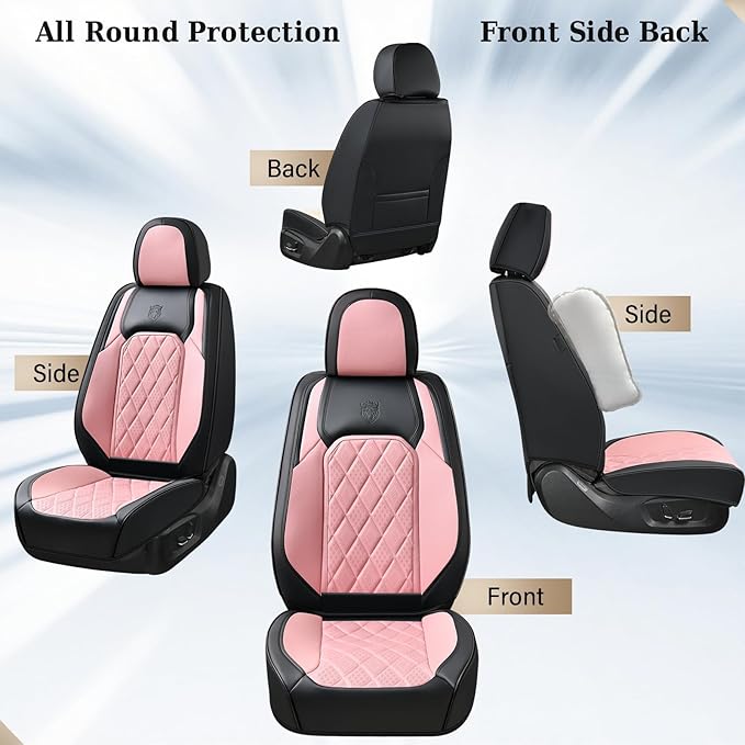 Coverado Leather Seat Covers, Car Seat Cover Front Seats, Waterproof Seat Covers, Luxury Faux Leather Car Seat Protectors, Bl