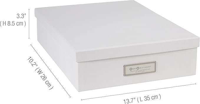 Bigso Oskar Fiberboard Label Frame Document Letter Box - File Organizer Box for Important Paperwork - Durable Document Storag