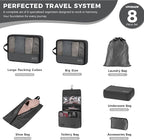 8-Piece Compression Packing Cubes for Travel, Ultralight Luggage Organizer Set with Double Zipper, Space Saving for Suitcase 