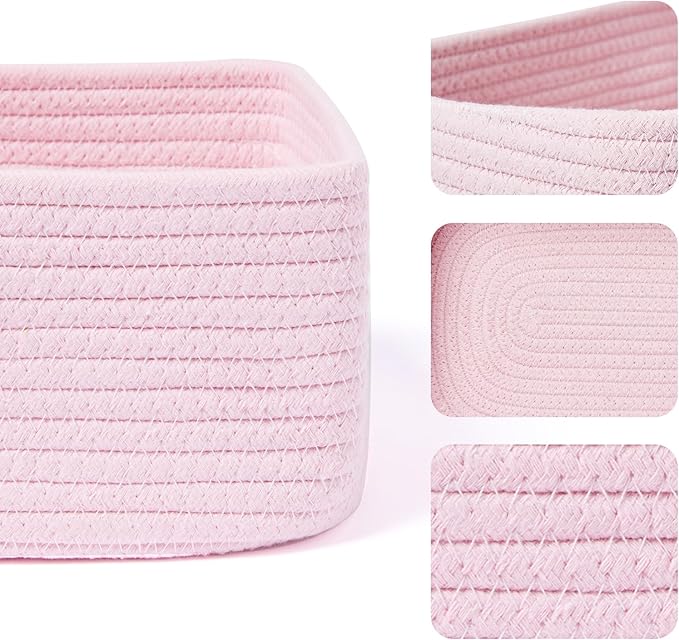 MiniArk Small Storage Baskets for Organizing | Closet Organizer Bins | Shelf Toy Basket | Woven Rope Baskets | Cube Decorativ