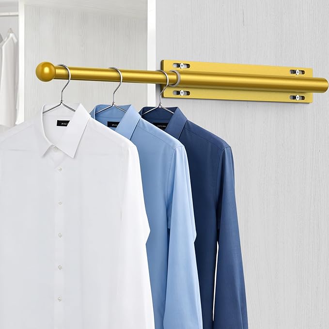Valet Rod for Closet Retractable, 13.4"-23.2" Pull Out Clothes Hanger Rail, Heavy Duty Alloy Steel Side Mount Wardrobe Bar, A