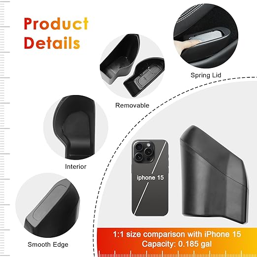 for Tesla Model Y Trash Can Tesla Model 3 Trash Bin for 2018-2025 Tesla Small Car Trash Can for Side Door Model 3 Front Left Door Trash Garbage Bin w/Lid (Tesla Left Side)