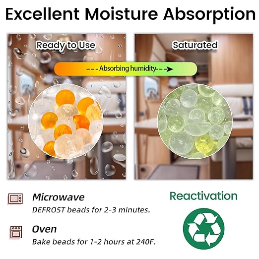 200g Rechargeable Indicating Silica Gel Desiccant Bag – 4-Pack – Large Capacity Moisture Absorber for Gun Safes, Electronics,
