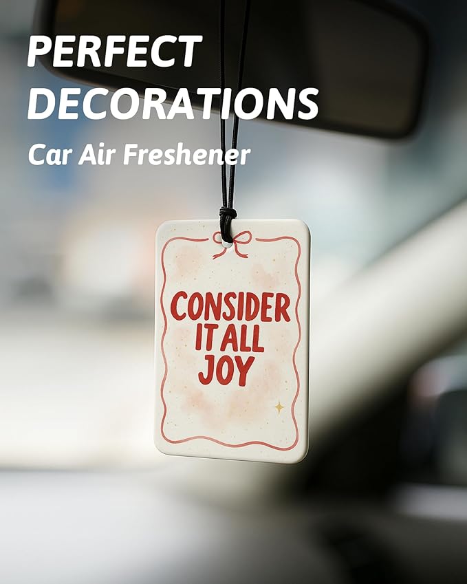 Red Coquette Bow Cherry Christian Car Air Freshener 4 Pcs, Girly Preppy Floral Religious Hanging Air Freshener for Cars Close