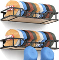 Natural Wood Hat Racks for Baseball Caps Peaked Caps Wall Hat Organizer Fit 40 Caps Holder, 2 Packs Sturdy Wall Mounted Snapb