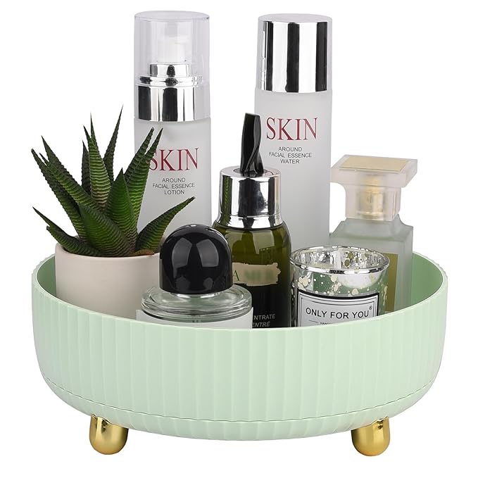 Anyoifax Makeup Perfume Organizer Tray 360 Degree Rotating Lazy Susan Skincare Lotion Organizer Spinning Cosmetics Storage fo