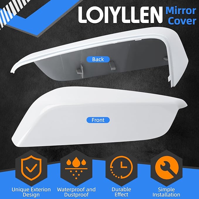 Driver Side Mirror Cover Replacement for Chevrolet Chevy Malibu 2016 2017 2018 2019 2020 2021 2022 2023 2024 2025 - Left Side Mirror Covers, Rear View Mirror Cap Accessories White