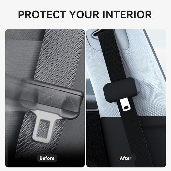 YONZEE 5-Pack Silicone Car Seat Belt Buckle Covers – Anti-Scratch, Noise Reduction & Buckle Protection – Universal Fit for Cars, SUVs, Trucks (Black)