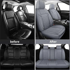 Nappa Leather Car Seat Covers Full Set, Gray Car seat Protector 5 Seats, Waterproof Car Seat Cushion, Universal Automotive Se