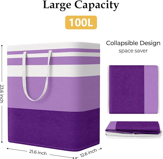 StorageRight Large Collapsible Laundry Basket Hamper with Easy Carry Handles，Freestanding Clothes Hampers for Laundry, Bedroo
