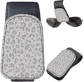 Sunglasses Holder for Car Visor, PU Leather Glasses Clip Organizer, Cute Magnetic Eyeglass Holder for Vehicle Sun Visor, Car Interior Accessory for Women & Men Snow Leopard Gray