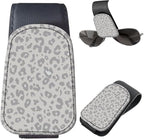 Sunglasses Holder for Car Visor, PU Leather Glasses Clip Organizer, Cute Magnetic Eyeglass Holder for Vehicle Sun Visor, Car Interior Accessory for Women & Men Snow Leopard Gray