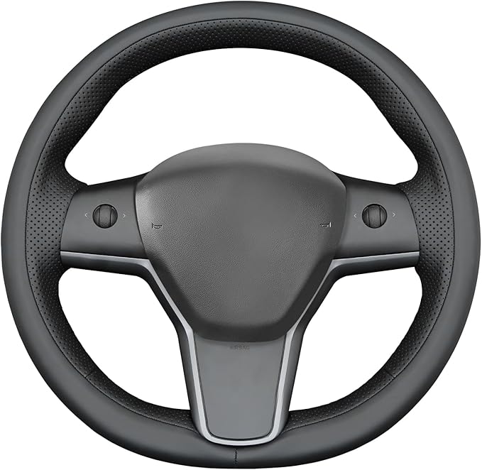 MEWANT Tesla Model 3/Model Y Hand Stitched Steering Wheel Cover for Tesla Model 3 2017-2023 / Model Y 2020-2023 for Tesla Model 3/Y Accessories(3D Style)
