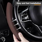 Car Steering Wheel Cover Leather Snap On 3Pcs Set Non-Slip Protector Wrap Steering Wheel Accessories 14.5-15 inch Universal B