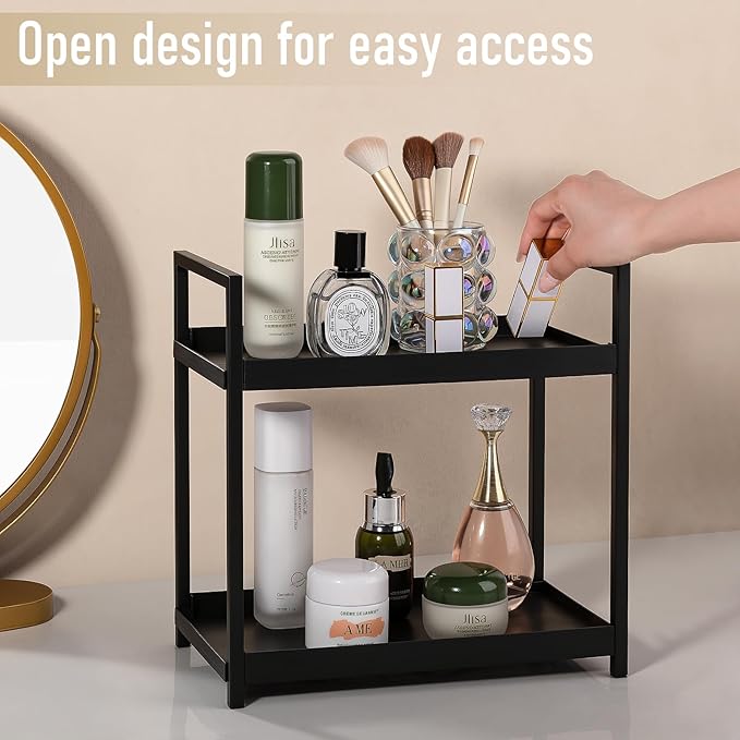 Anyoifax Bathroom Counter Organizer 2 Tier Vanity Storage Countertop Shelf Makeup Organizer Perfume Tray Skincare Holder for 
