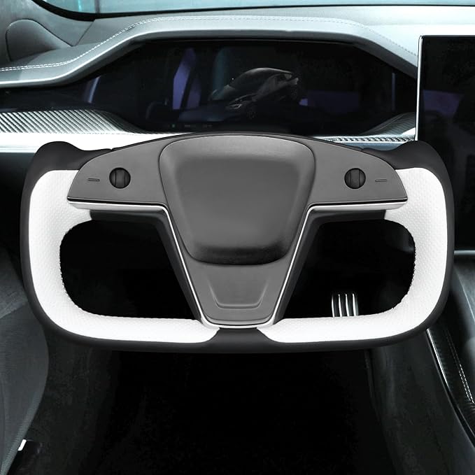 MEWANT Hand Stitched Tesla Model S Yoke Steering Wheel Cover Wrap for Tesla Model S 2021-2023 / Model X 2021-2023 Tesla Yoke Steering Wheel Accessories