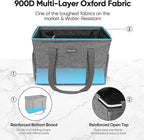 BALEINE Extra Large Utility Tote Bag with Reinforced Wire Frame, Reusable Grocery Bag for Shopping, Picnic (Grey, 16.5''x14''x10'')