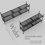 Shoe Rack, Expandable Shoes Organizer Metal Shelf Stand, 2 Tier Stackable Long Shoe Storage Holder For Closet, Floor, Entrywa