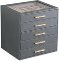 Frebeauty Clear Lid Jewelry Box,5-Layer Jewelry Organizer with Drawer,PU Leather Jewelry Organizers and Storage,Jewelry Boxes