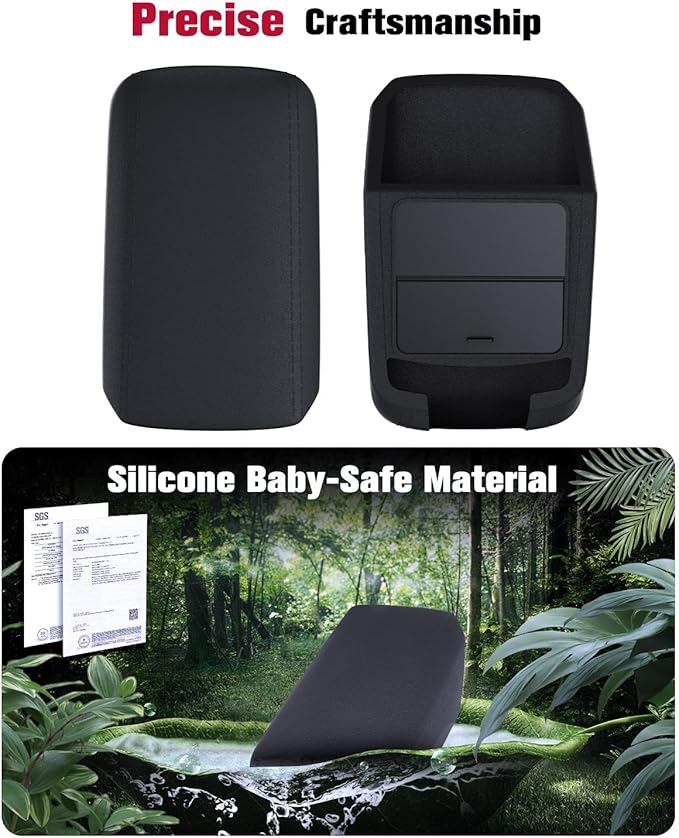 for 2023-2026 Kia Sportage 2-in-1 Silicone Center Console Armrest Cover& Armrest Hidden Privacy Tray - [OEM Design& Friendly Liquid Silicone Rubber] - Thin Black