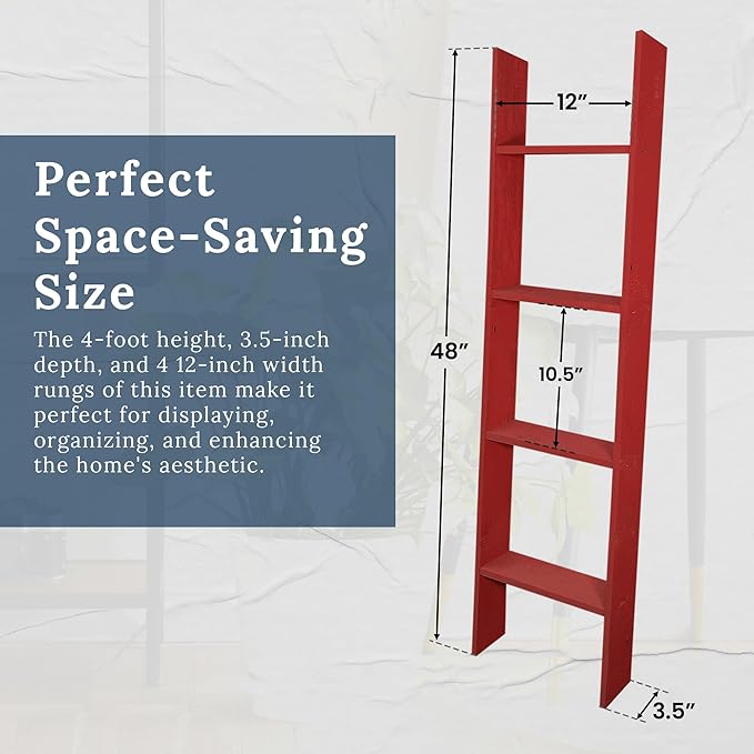 BARNWOODUSA Throw Blanket Ladder – Fully Assembled Reclaimed Wood – Rustic Decorative Ladder for Towels, Quilts, & More – Per